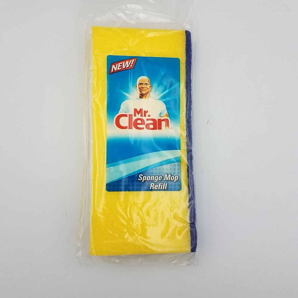 MR. CLEAN Snap On / Off Sponge Mop Refill Scrubber Yellow‎ Replacement NEW